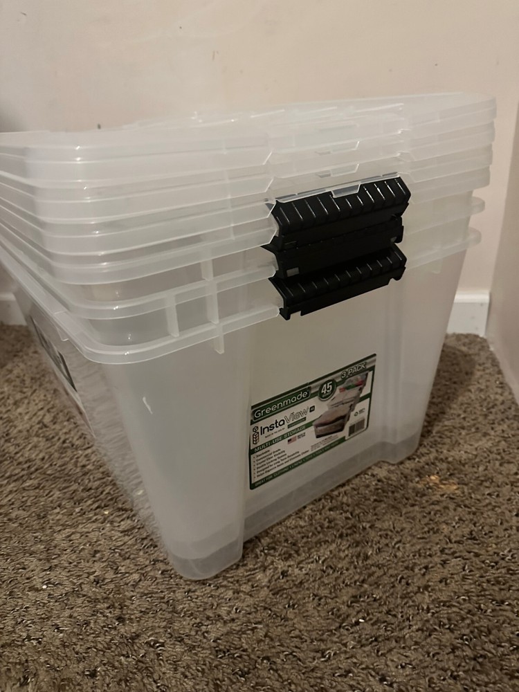 1X Greenmade Instaview 45-Quart Clear Multi-Use Storage Tote Stackable (3-pack)