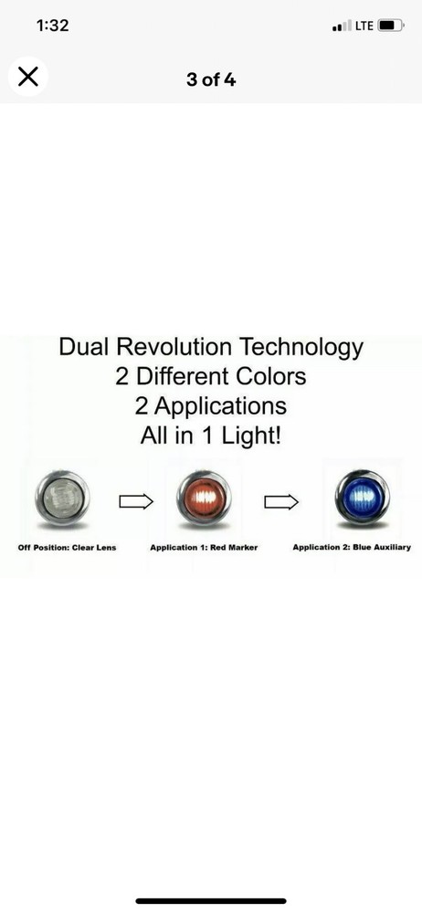 3/4" Mini Button Dual Color 2-LED RED/BLUE Marker Light