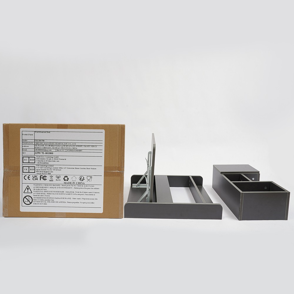 Folding Space Saving Wall Mounted Bookshelf, Fold Down Laptop Desk Workstation