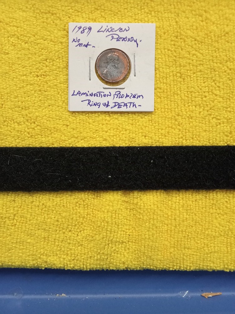 Error - 1989   Lincoln Penny - Lamination Error  ,Full Steps.