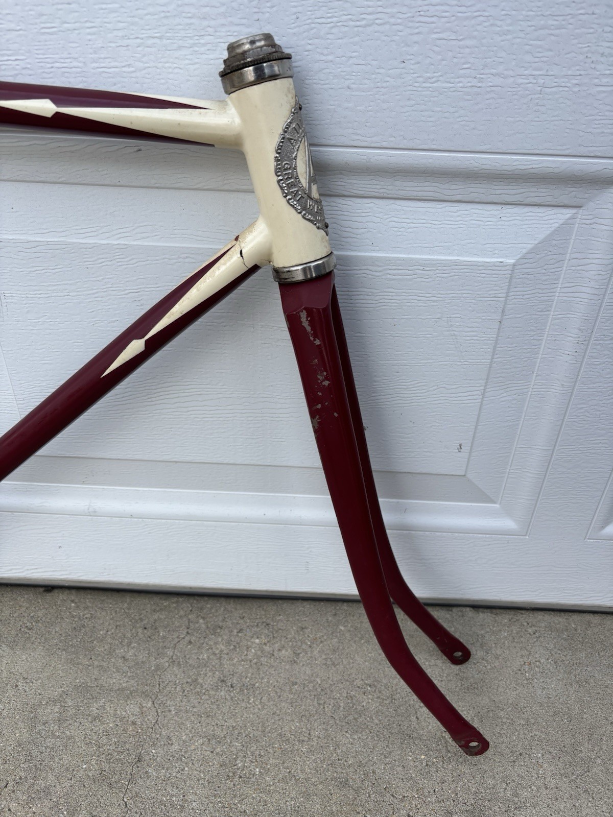 ANTIQUE 1900'S CIRCA ADLAKE 28" REPAINTED MOTORBIKE FRAME SET