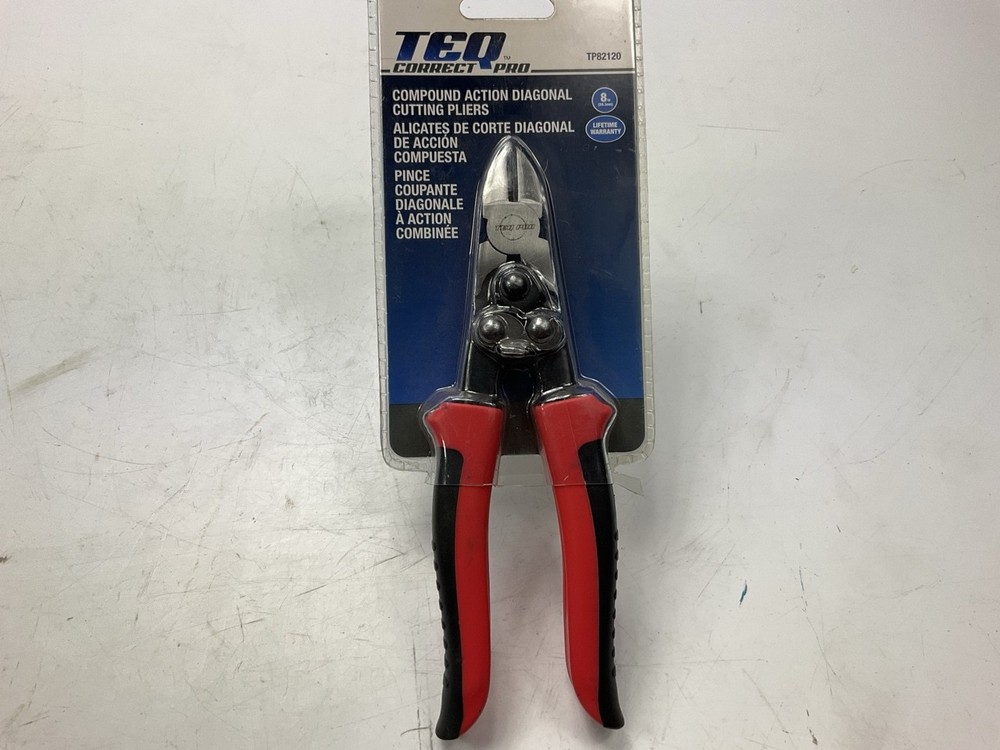 TEQ Correct TP82120 Professional 8" Compound Action Diagonal Cutting Pliers RED