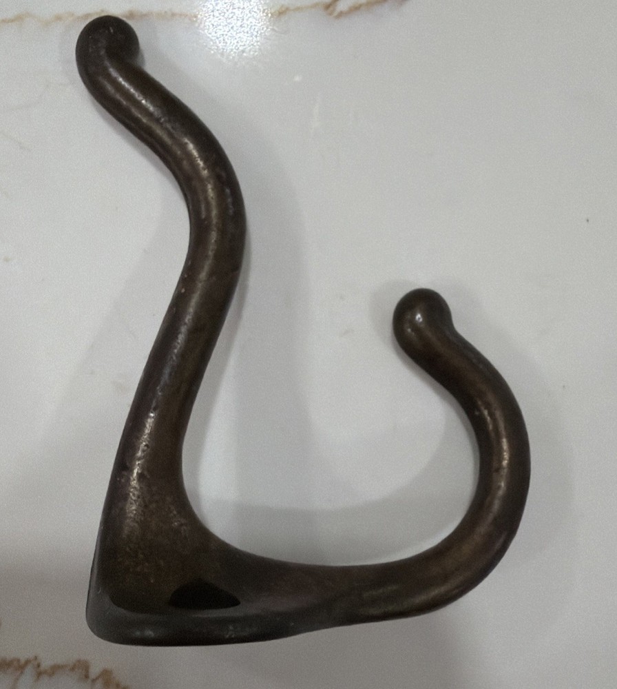 Single Cast Iron Double Hooks Round Tips Coat Hat Salvage Hardware 3”