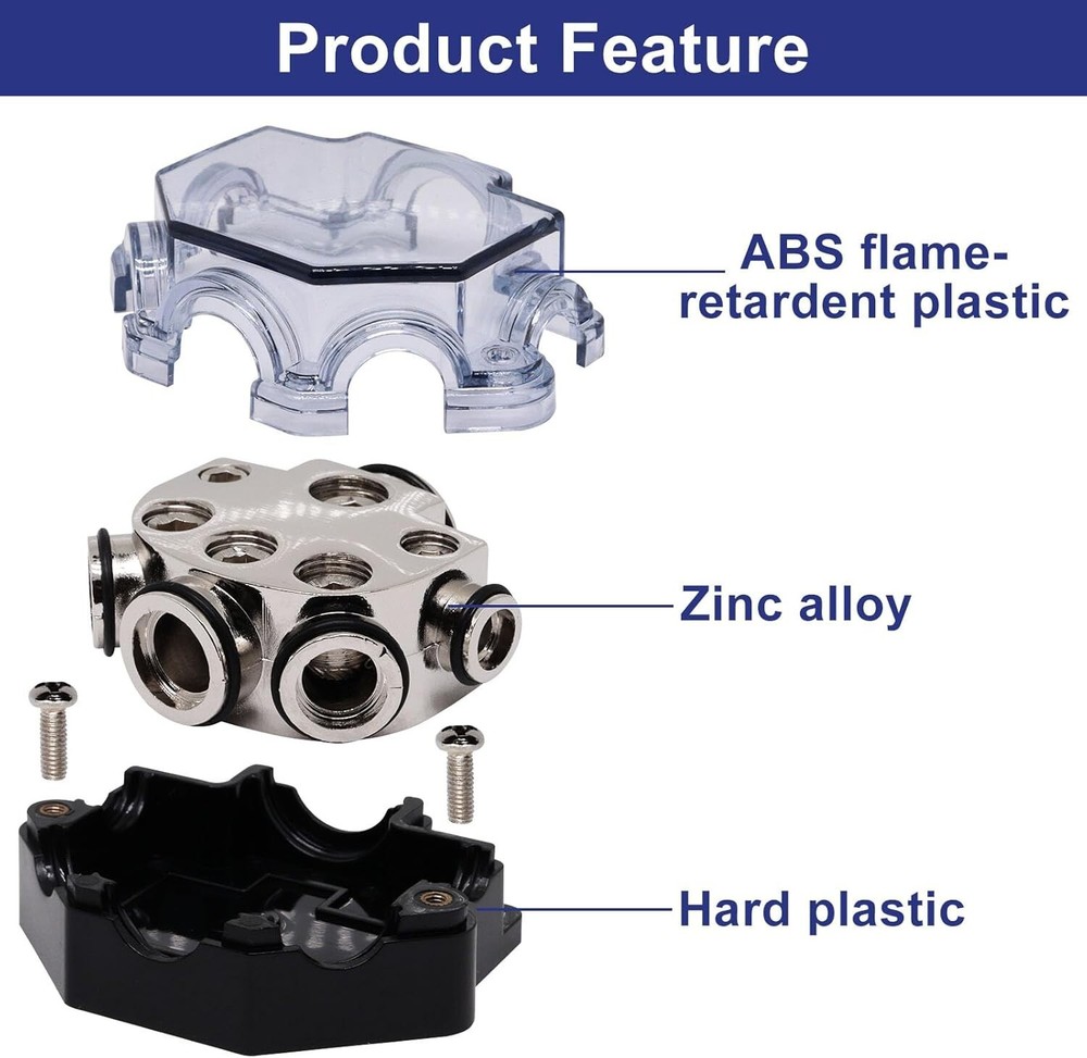 Lightweight Flame Retardant Power Distribution Block - 2pc Set for Audio Systems
