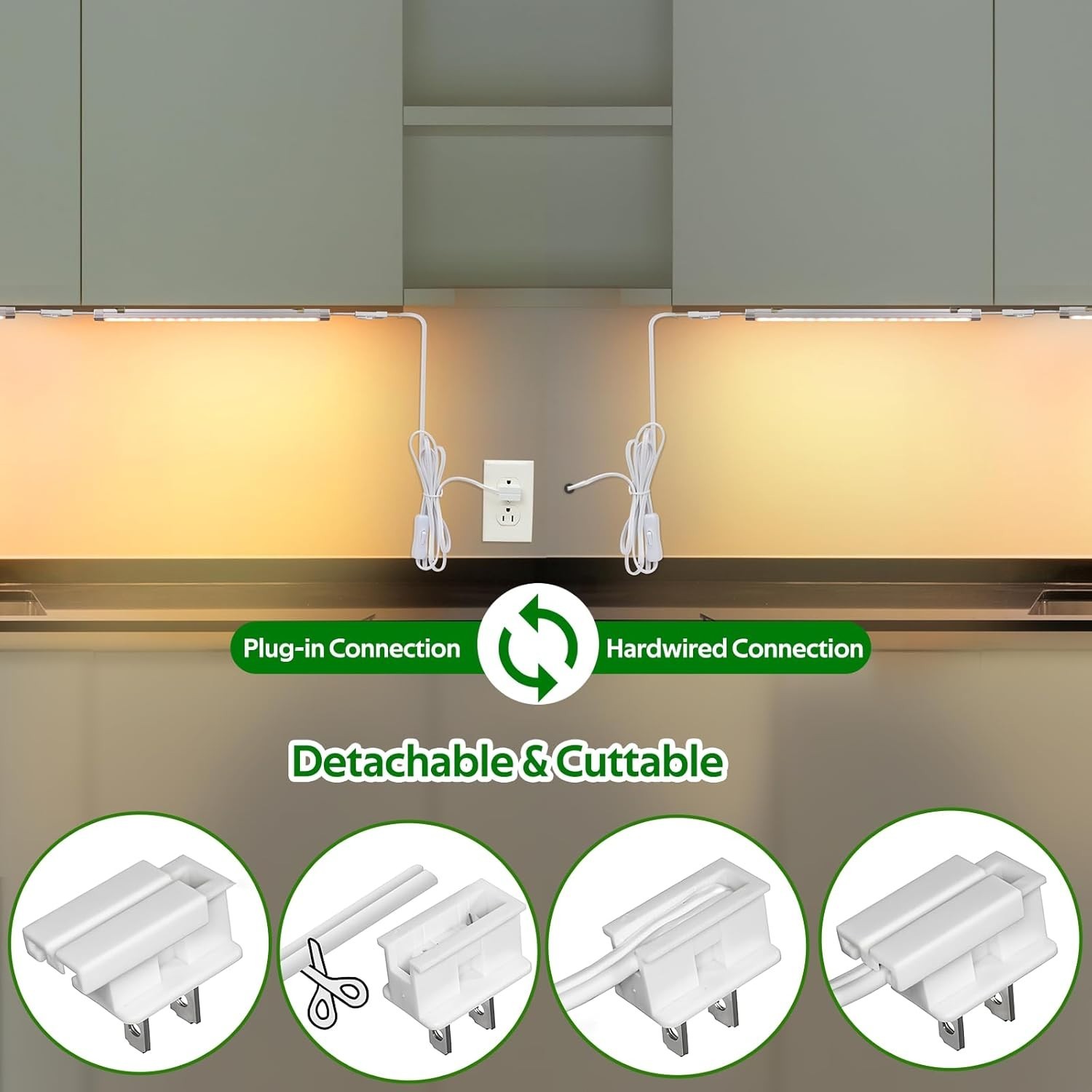 Under Cabinet Lighting,Dimmable Under Counter Lights 120V Plug in & Hardwired