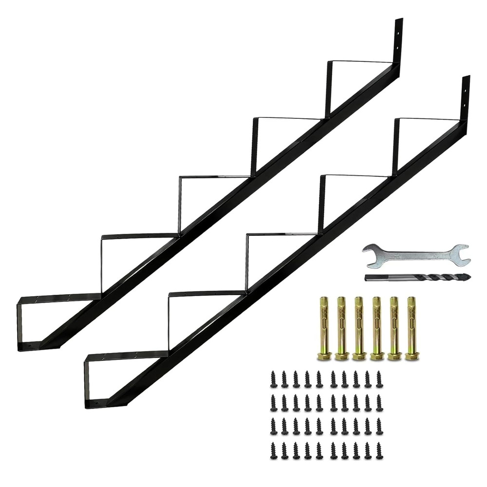 2 Packs Metal Stair Step Stringers, 5 Step Steel Riser Stringer for 42.4Inch ...