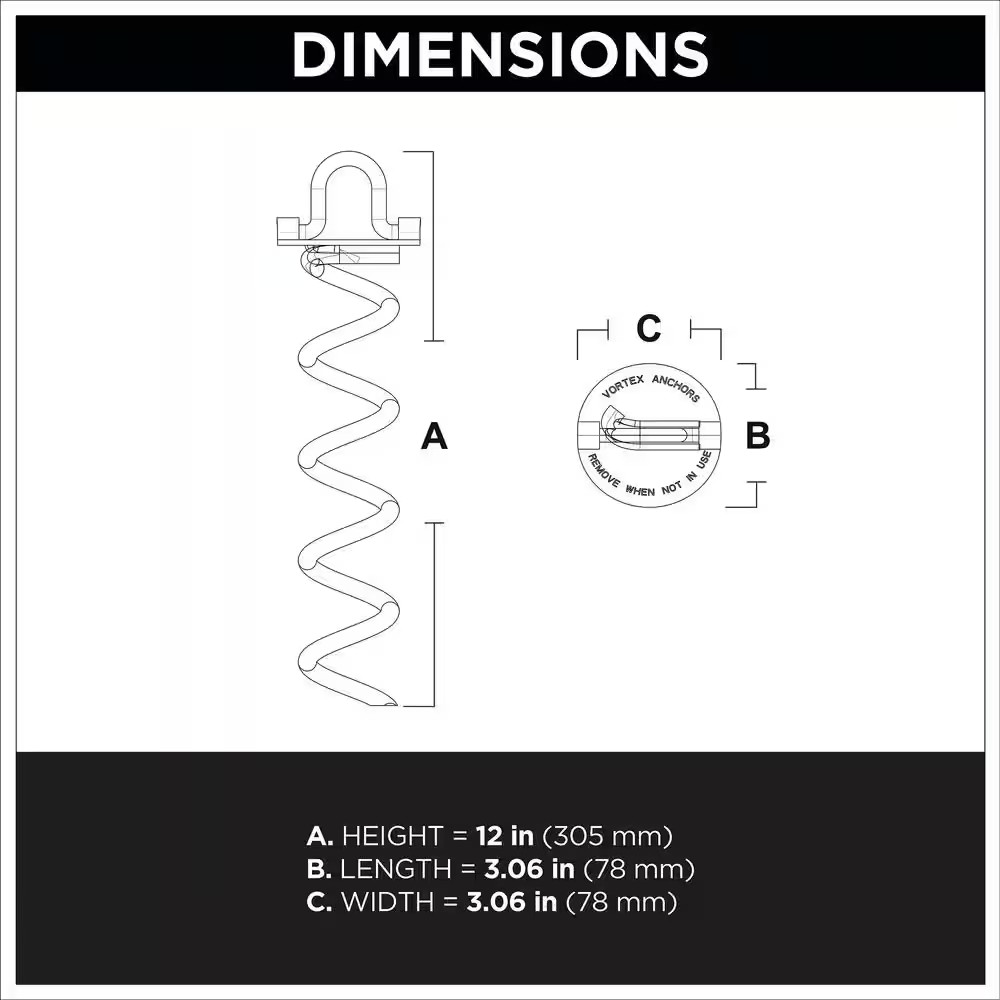 10 In. Folding Ring Spiral Ground Anchor for Yard