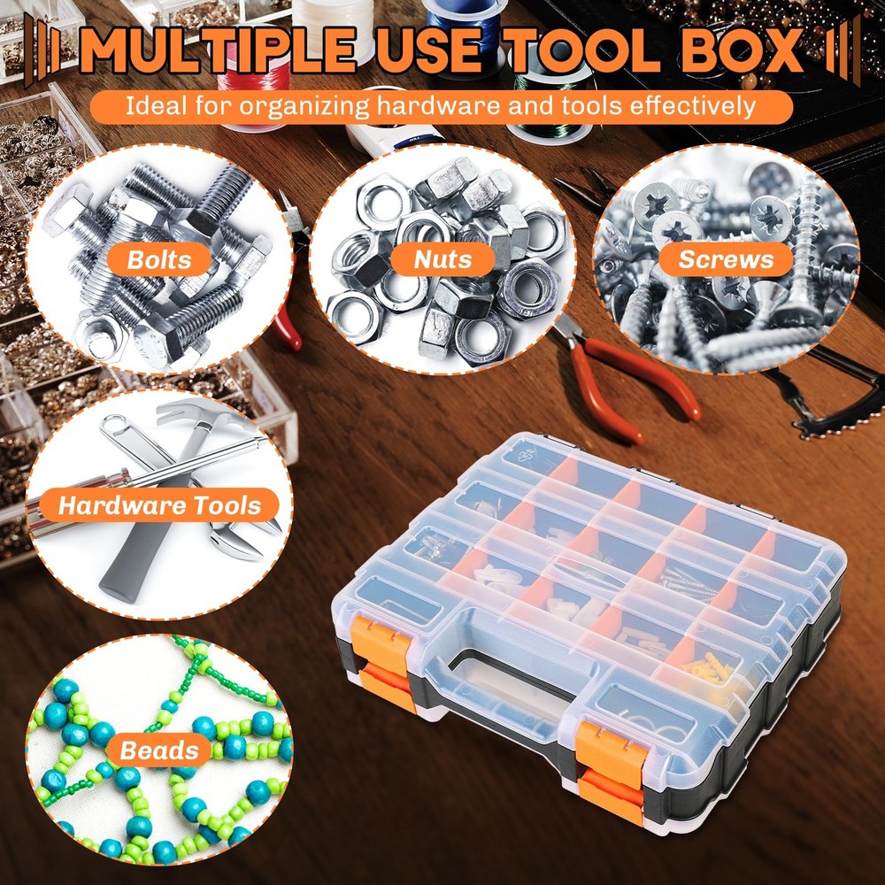 weyleity Small Parts Organizer | Storage Case Tools Box Black