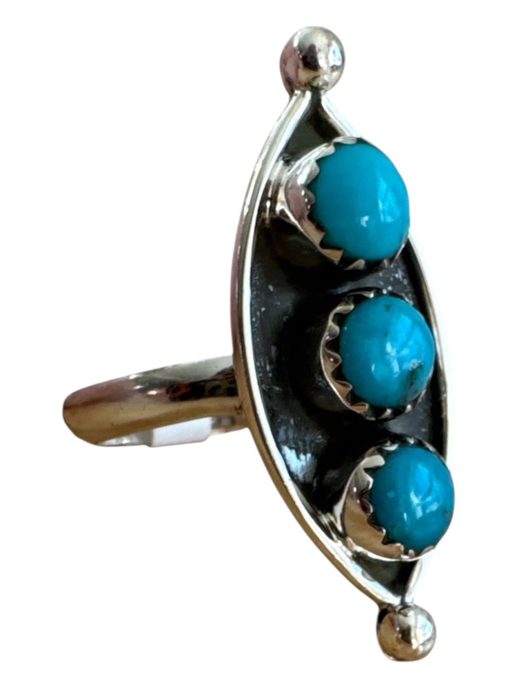 Kingman Turquoise Solid 925 Sterling Silver Ring 7.5