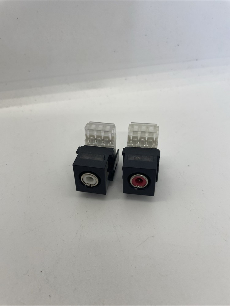 Matched Pair Black Keystone or Quickport RCA Jack Red & White Inserts