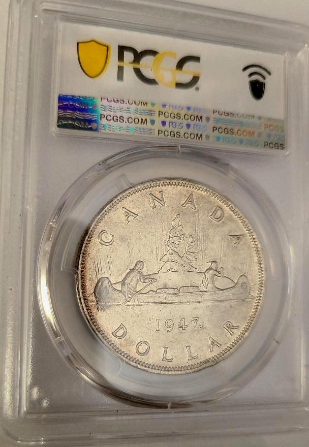 1947 Canada $1 Silver Dollar PCGS AU55 Maple Leaf