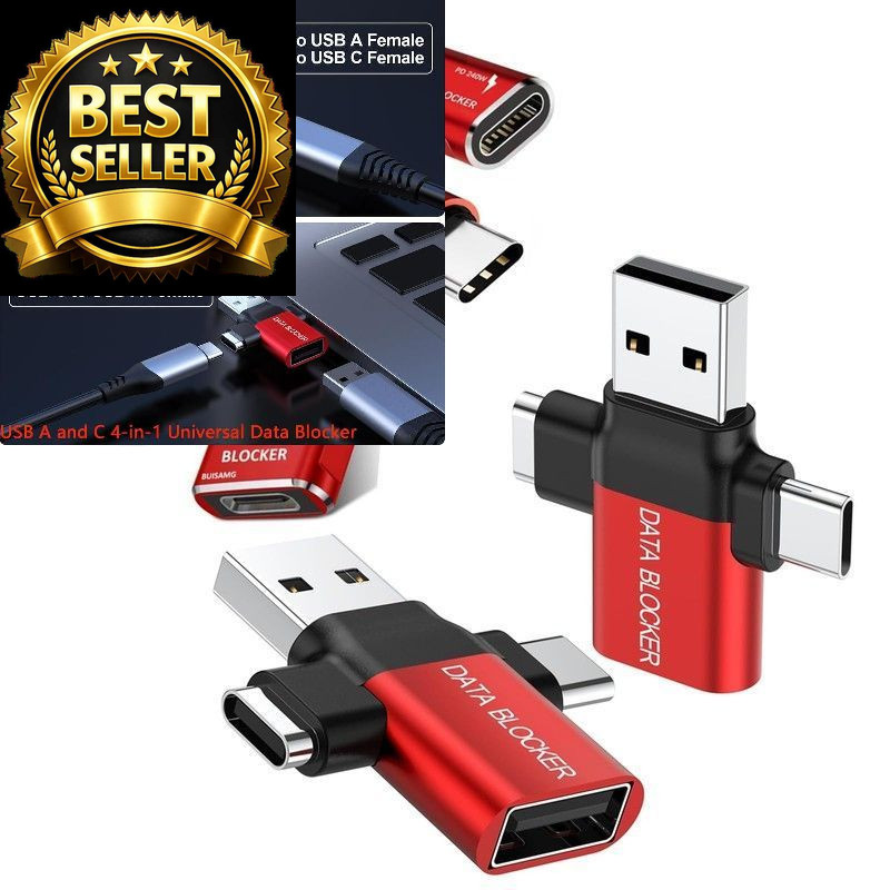 Data Blocker, USB A to A & C C Protect 6 Pack Red