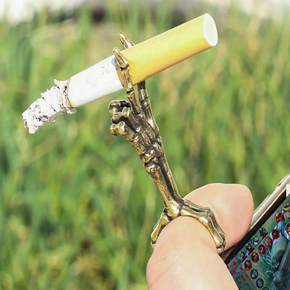 Cigarette Holder Skull Pattern Vintage Adjustable Prevent Hand Burn Ring Holder