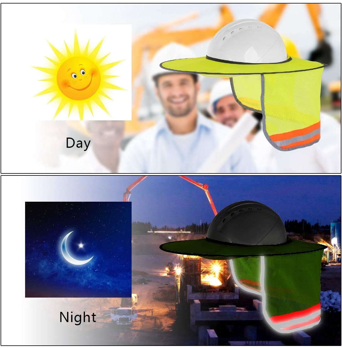 3 Pack Hard Hat Sunshield Upgrade Full Brim Neck Sunshade Cover with Reflective