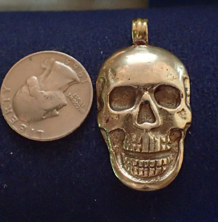 Ex Large Skull Face Pendant in Silver Bronze