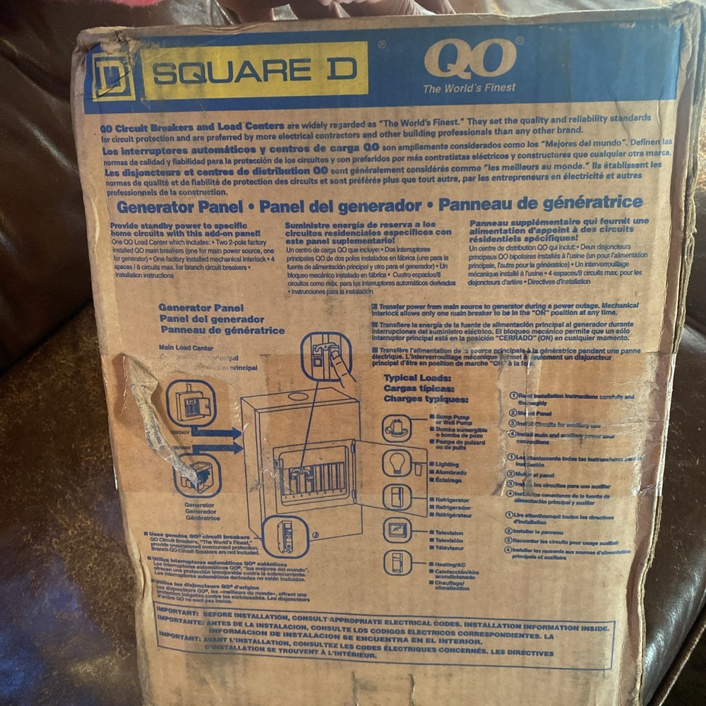 Square D Load Center QO4-8M60DS-GP 60 AMP Generator Panel 4 Spaces 8 Circuits