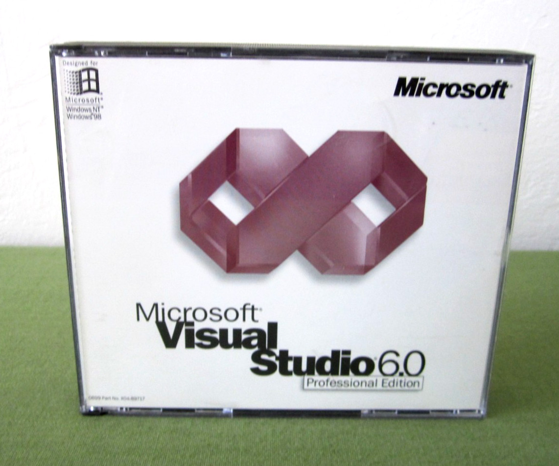 Vintage Microsoft Visual Studio 6.0 Professional Edition  (3) CDs,  w/ cd key