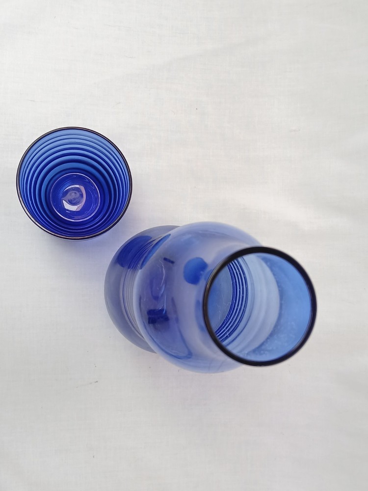 Glass Cerulean Bureau Pitcher w/Glass