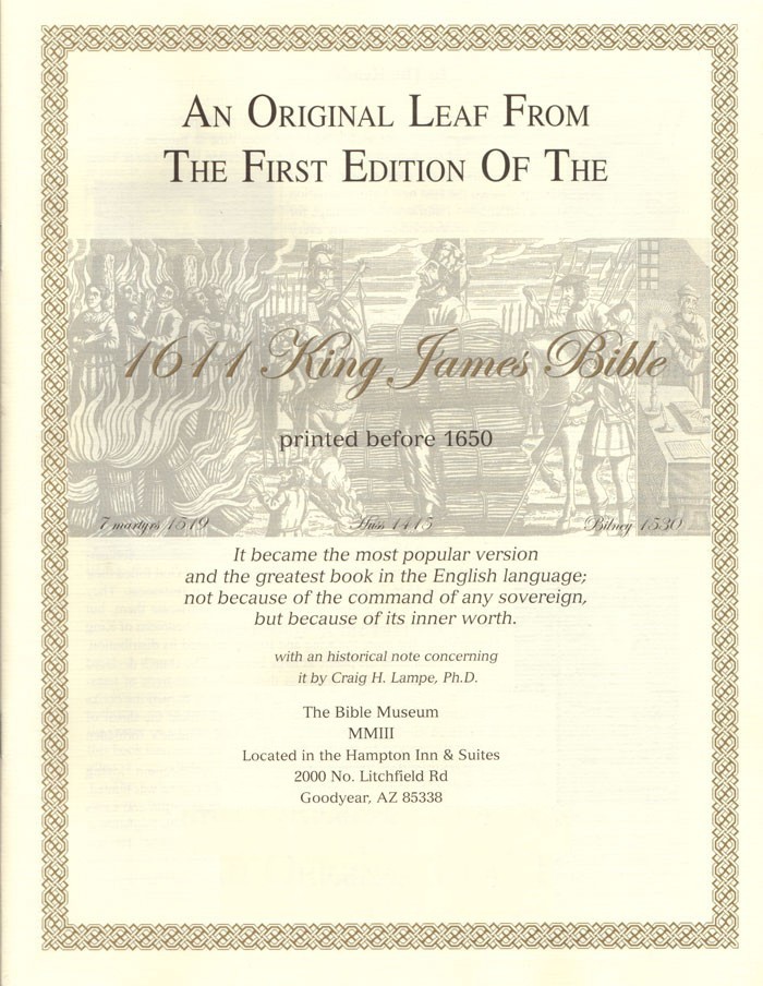 1611 King James Bible 1st Edition