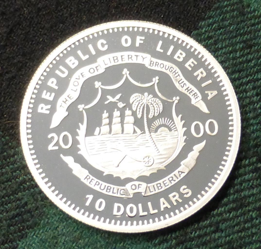 .999 Fine Silver 2000 Battle of Gettysburg Republic of Liberia $10 Coin, Proof