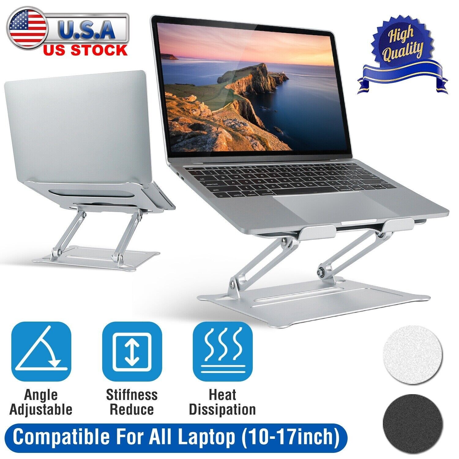 Adjustable Foldable Laptop Stand Aluminum Notebook Riser Computer Holder Desk