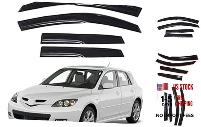 Side Window Visor Vent Rain Guard Deflector Replacement for 2004-2009 Mazda 3