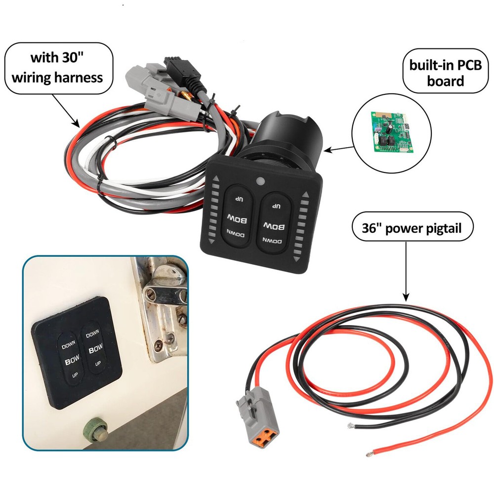 LED Integrated Indicator Tactile Trim Tab Switch Kit for Lenco Marine Actuator
