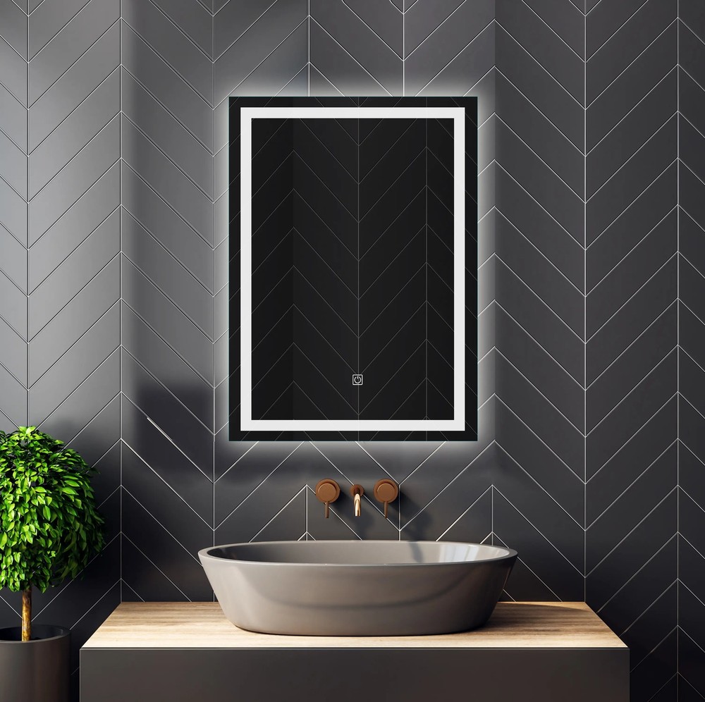 LED Lighted Wall Mounted Frameless Rectangle Bathroom Makeup Mirror