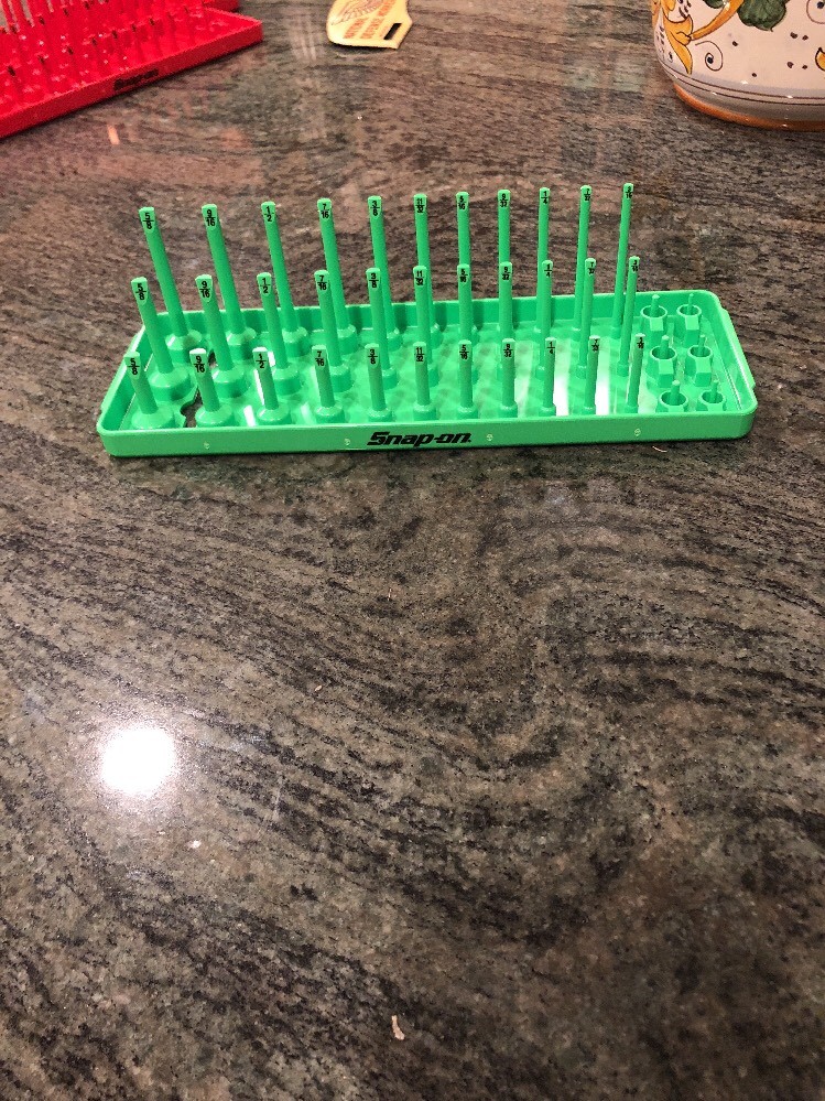 Snap-On ka143frgn 1/4" sae 3 row post socket tray green