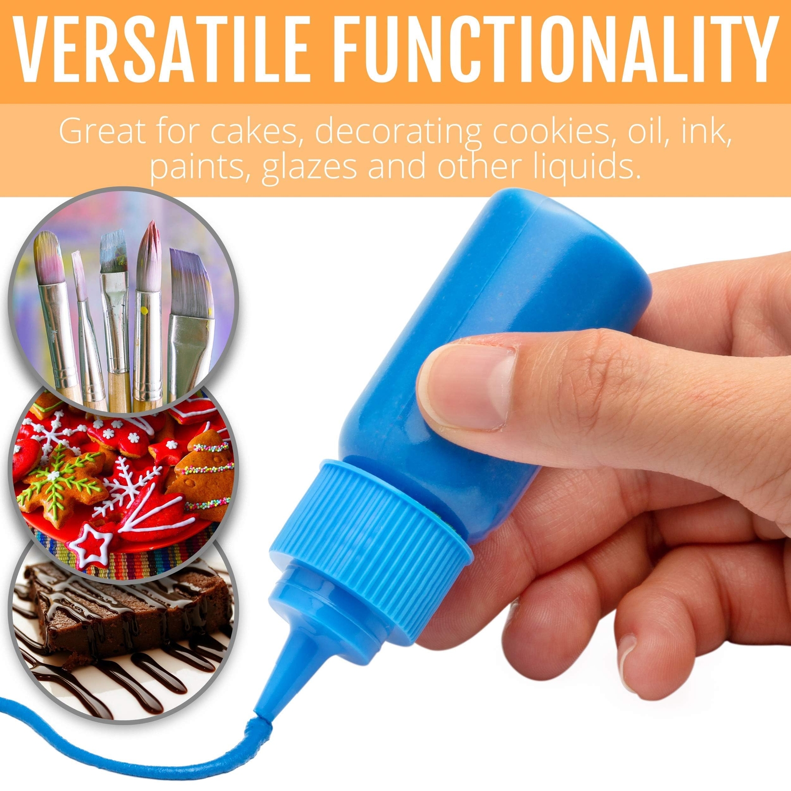 Free Hand Writer Bottles - 6 Easy Small Squeeze Bottles - 3 Each 1 and 2 Ounc...