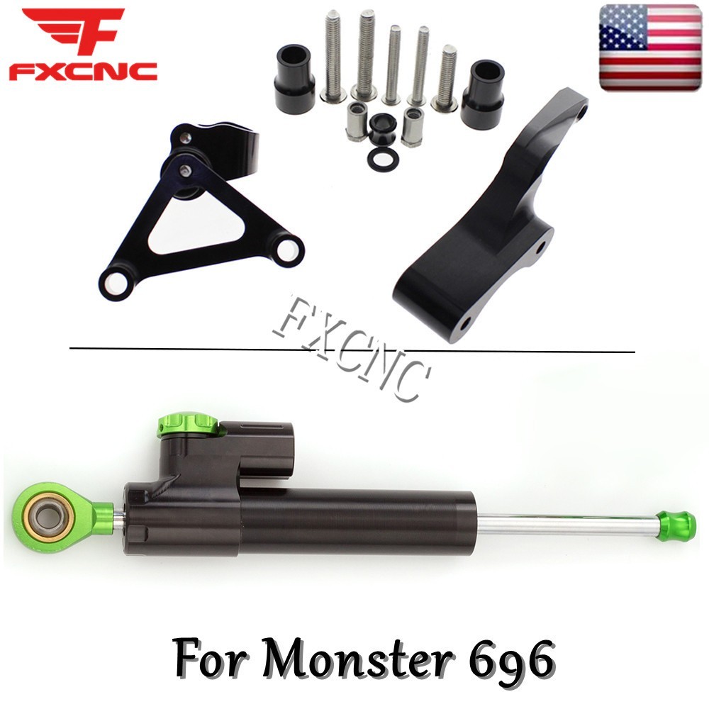 Steering Damper Stabilizer & Mount Bracket Kit Shock Set For Ducati Monster 696