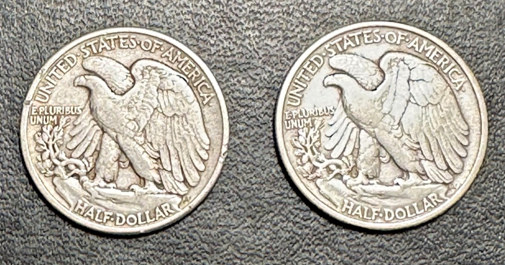 Two Walking Liberty Half Dollars - Circulated - $1 Constitutional 90% Silver