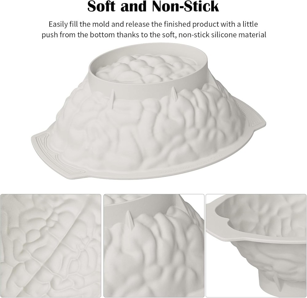 Silicone Brain Mold - White Realistic Human Skull Ice Cube
