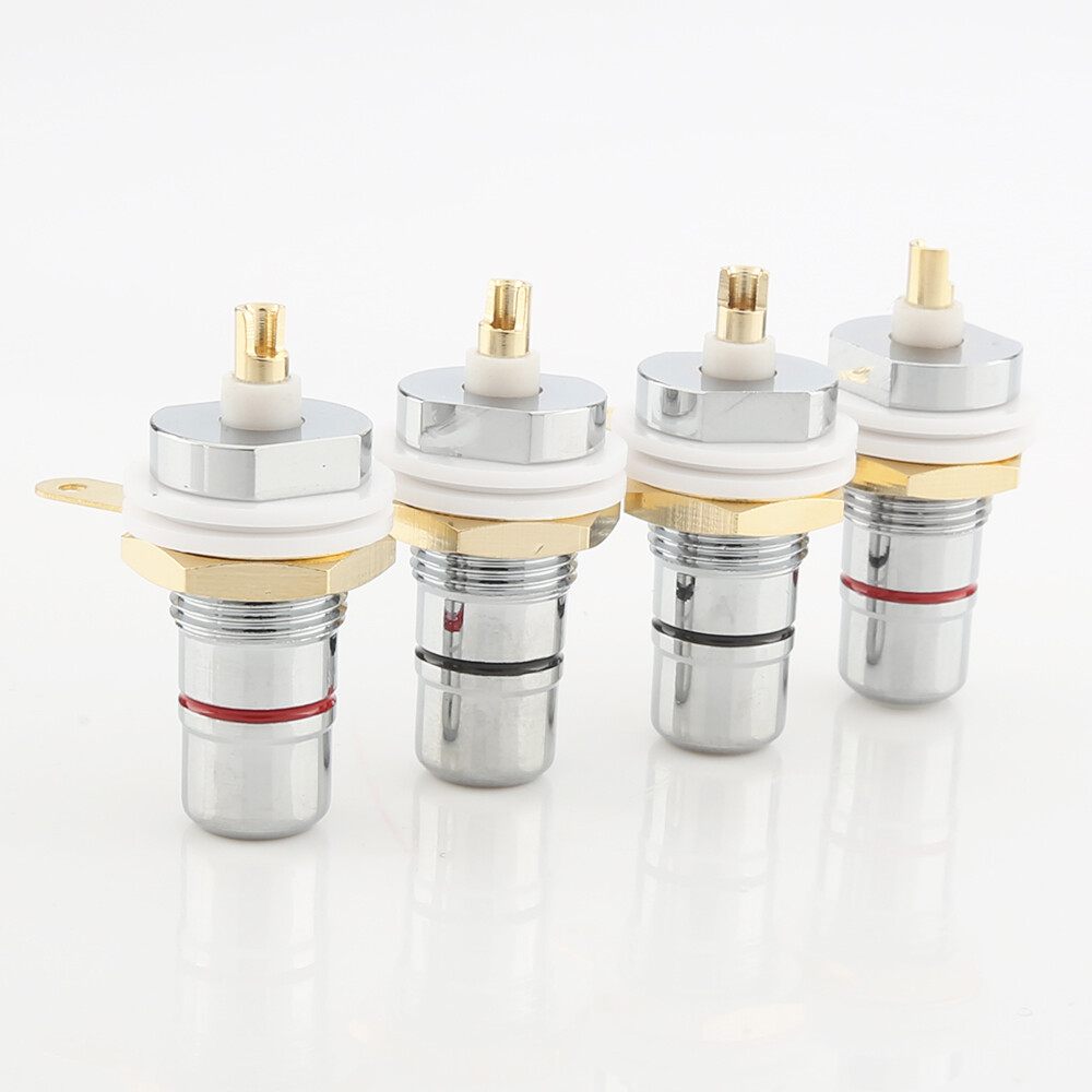 8PCS Rhodium Gold Plated RCA Socket HiFi Audio Phono Female Plugs Jack AMP DIY