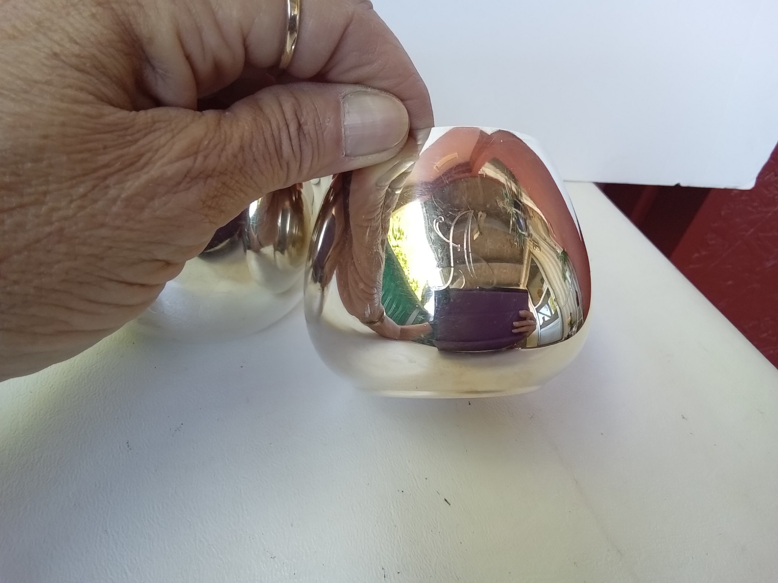 STERLING SILVER W.M. ROGERS SILVERPLATED CORDIAL BRANDY CUPS MONOGRAMMED "A"