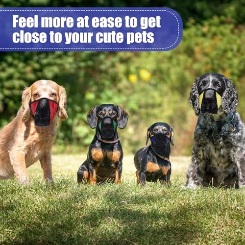 6 Sizes Dog Muzzle, Basket Air Mesh Muzzles Breathable Adjustable Snap Fastener