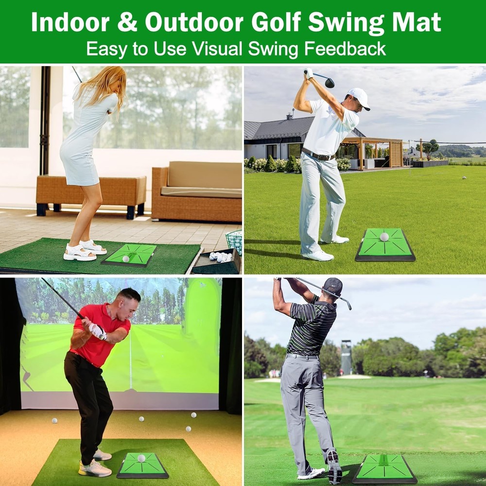 MONOJOY Golf Hitting Mat with Golf Tees - Golf Practice Mat for Swing Path Fe...