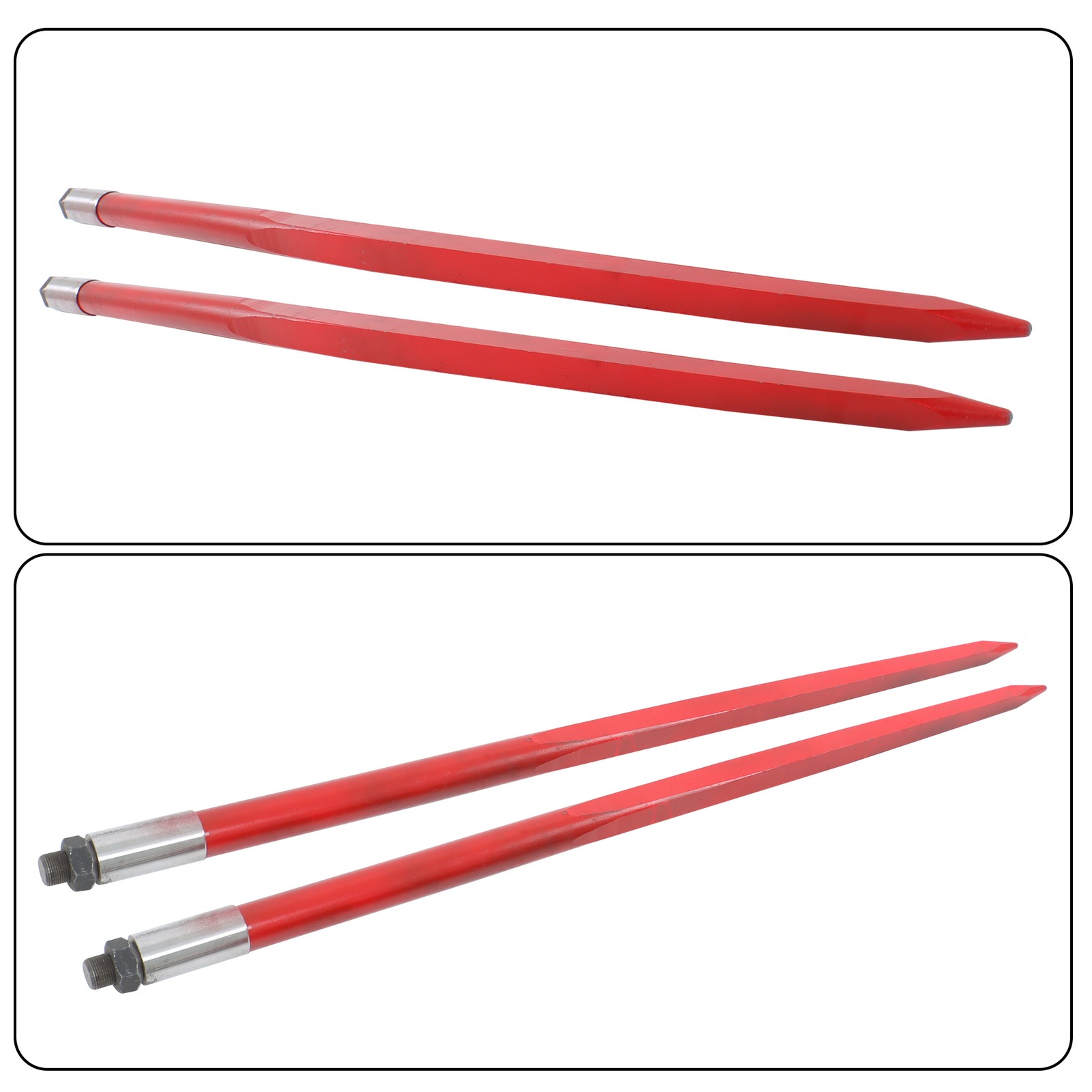 Hay Bale Spear 49" 4500 lbs Capacity 2Pcs Spike Fork For Tractors Loaders Red