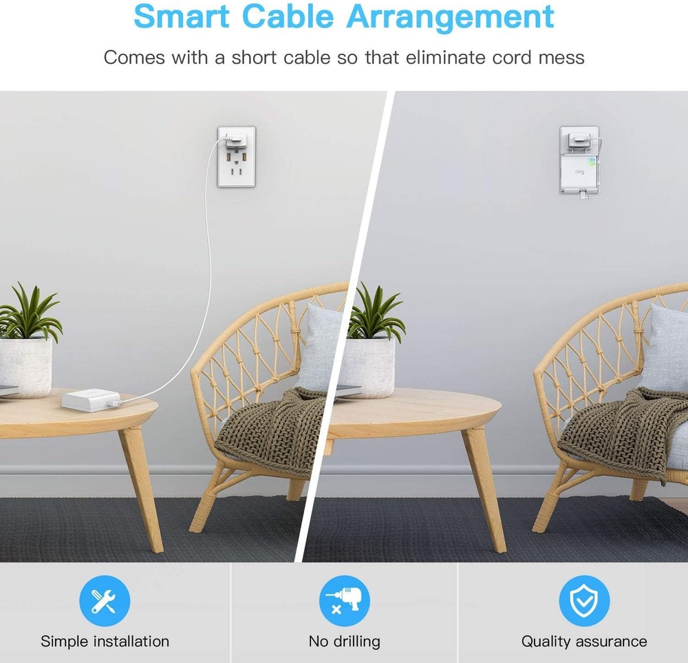 HOLACA Outlet Wall Mount for Ring Smart Lighting Bridge,Easily Be White