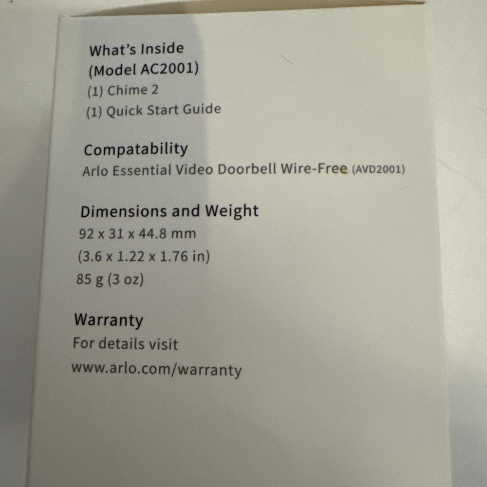 Arlo Chime 2 Doorbell