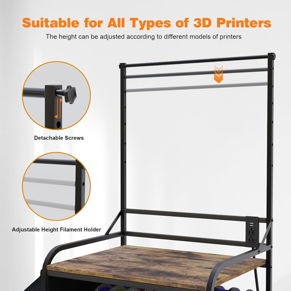 3D Printer Stand with Filaments Storage, 3D Printer Table with Storage, Heavy Du