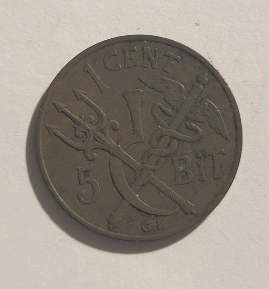1905 Danish West Indies, 1 cent-5 bit