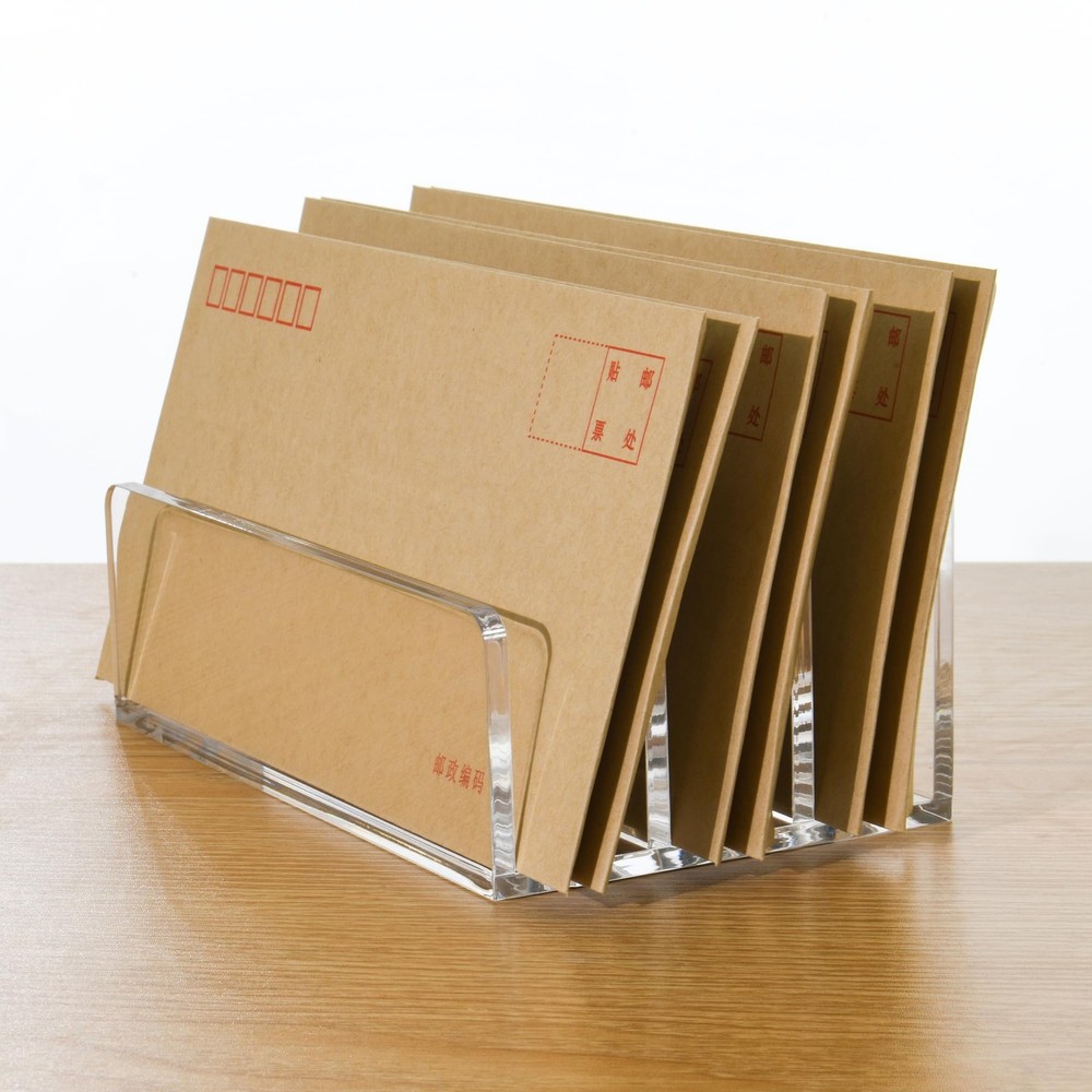3 Compartments Clear Acrylic Mail Holder – Vertical Letter Sorter & Multifunc...