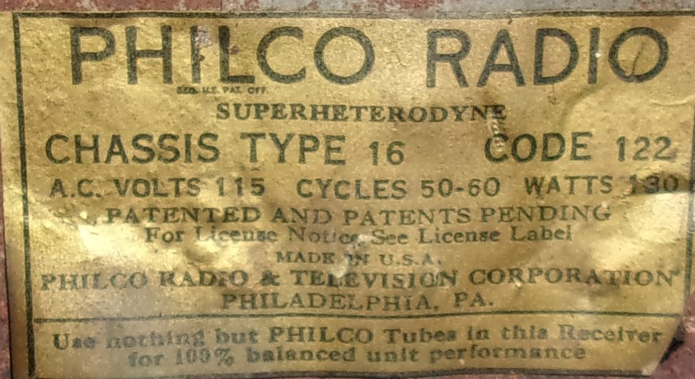 Philco Model 16 Selector Switch Bandswitch (1934)