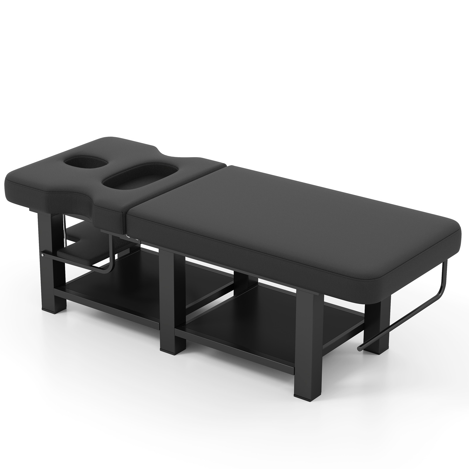 Black Massage Table Facial Bed Treatment Salon Spa Beauty w/Headrest, Open-Chest