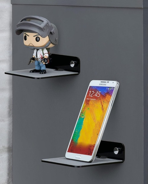 1 Pack 4” Small Floating Shelf Bluetooth Speaker Stand, 4" Black Shelf ONLY