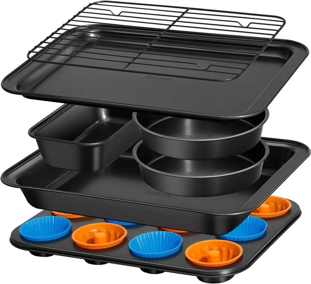 Nonstick Baking Pans Set 19 PCS Stackable Bakeware Sets Oven Pan Set Includes