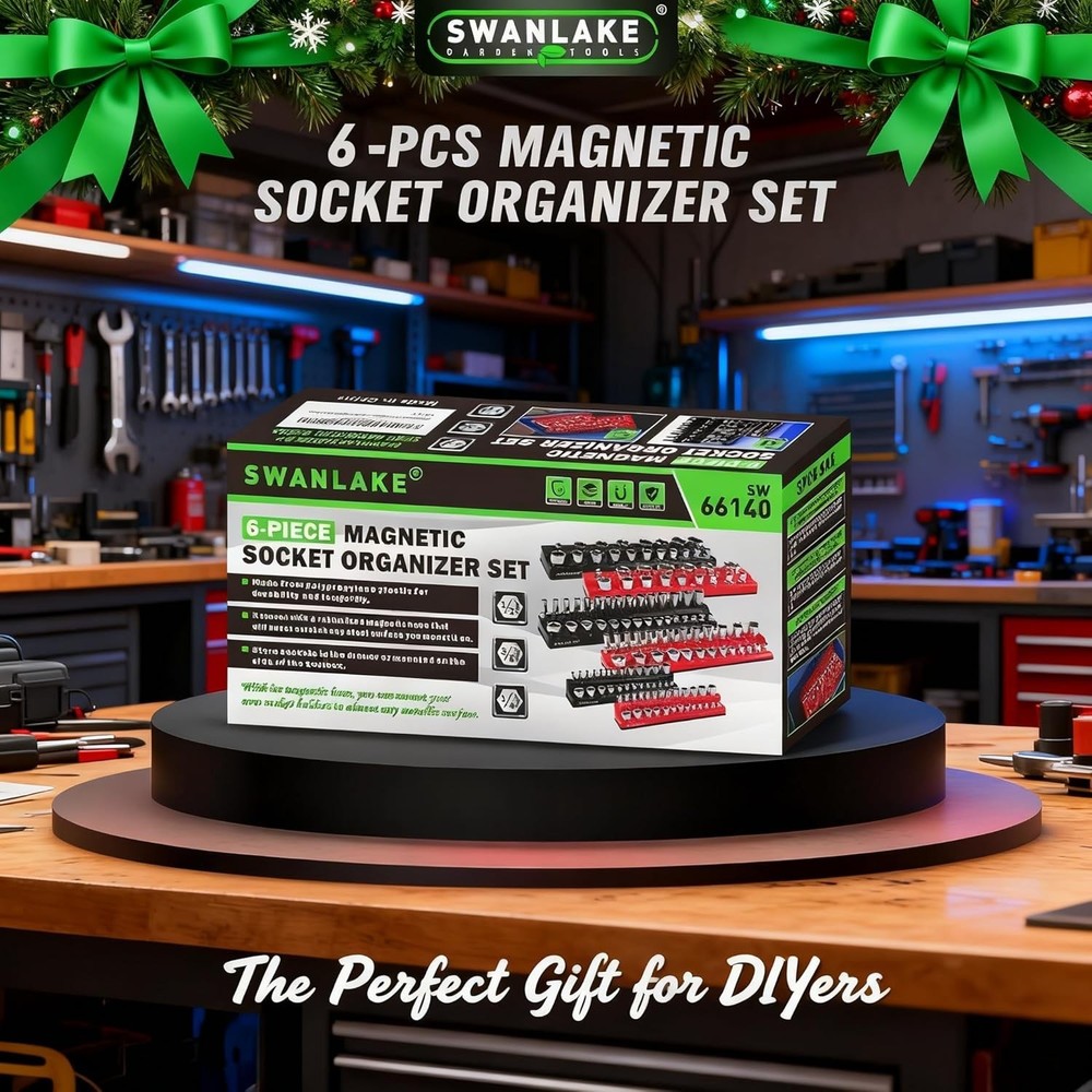 Easy Access Magnetic Socket Organizer with Clear Labels for Tool Management