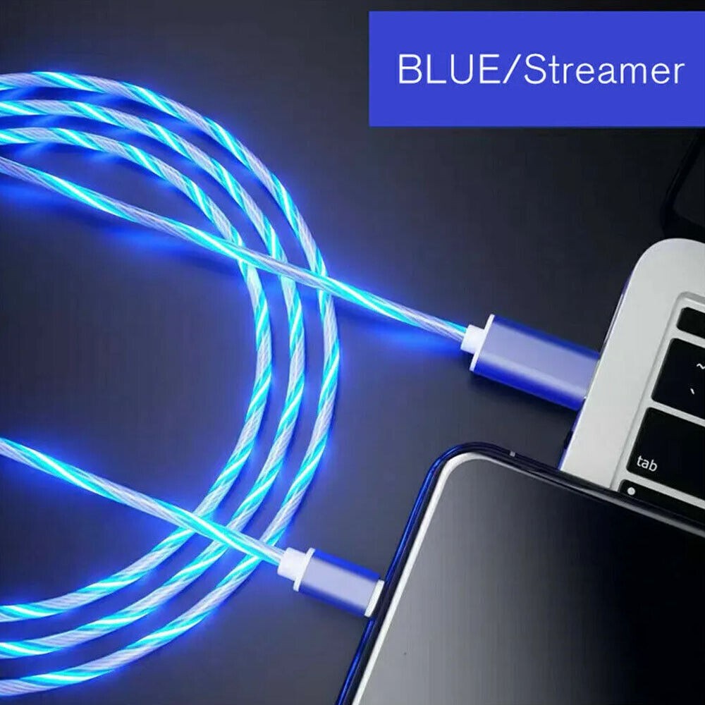Light Up Flowing Led Type C Fast Charging Charger Cable For iphone Samsung