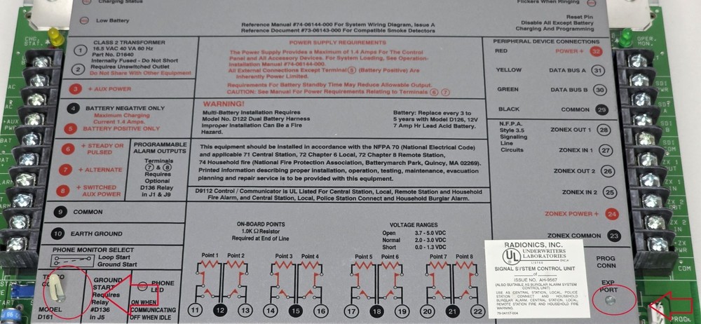 Radionics D9112 Digital Alarm Communicator transmitter